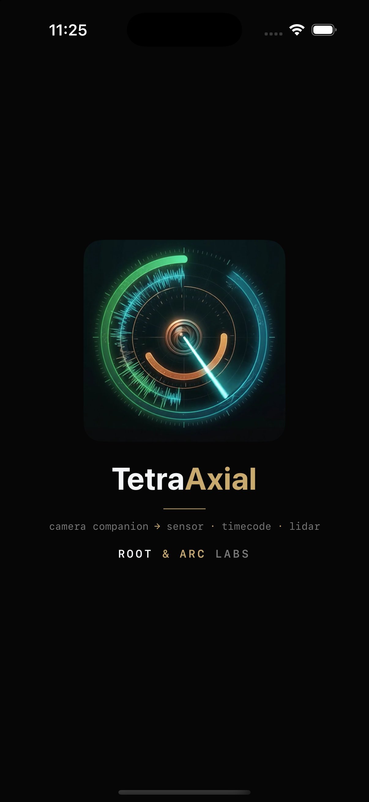 Launch screen — the Capture Eye mark and TetraAxial wordmark